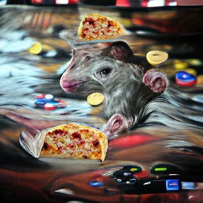 Rat pizza child casino 8k resolution detailed painting hyper...