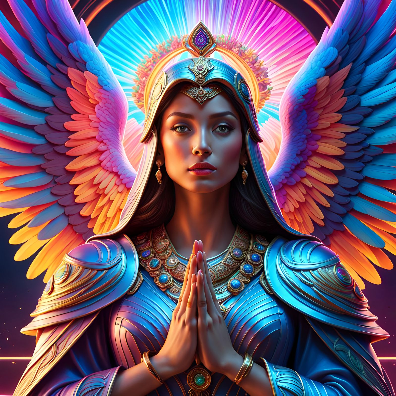 Archangel of Light - wearing reflective iridescent armor - AI Generated ...