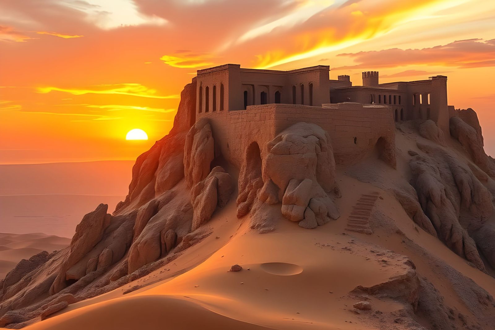 Masada desert fortress revisited at sunset  by @Gary Murakami