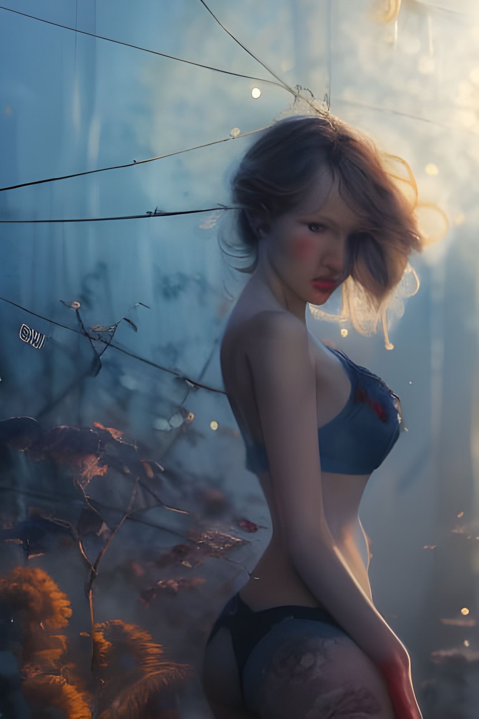 Golden Hour Scene in Digital Art Style