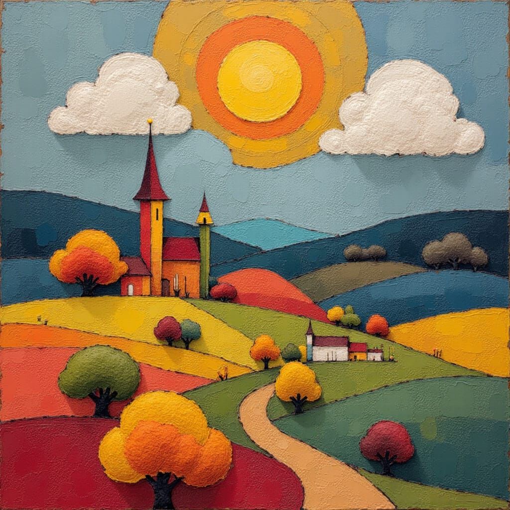 folk art with a touch of isometric abstract. Think of Klimt meets Chagall, Kandinsky and Rothko. <lora:Geo Dada:1.0>