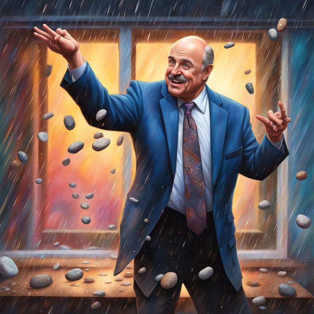Dr. Phil throwing rocks at your window AI Generated Artwork