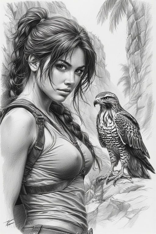 Lara Croft, Along with her Trusted Hawk, Emma, is Searching ...