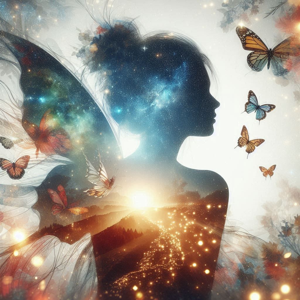 Double Exposure: Fairy & Butterflies