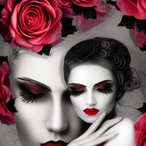 PORTRAIT OF A GOD AND GODDESS WITH PERFECT EYE MAKEUP, BLACK...