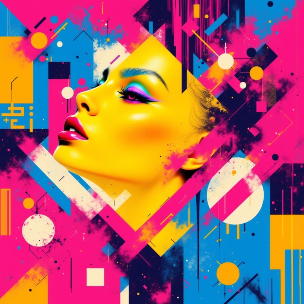 Surreal Bauhaus-Inspired Artwork in Vibrant Triadic Colors