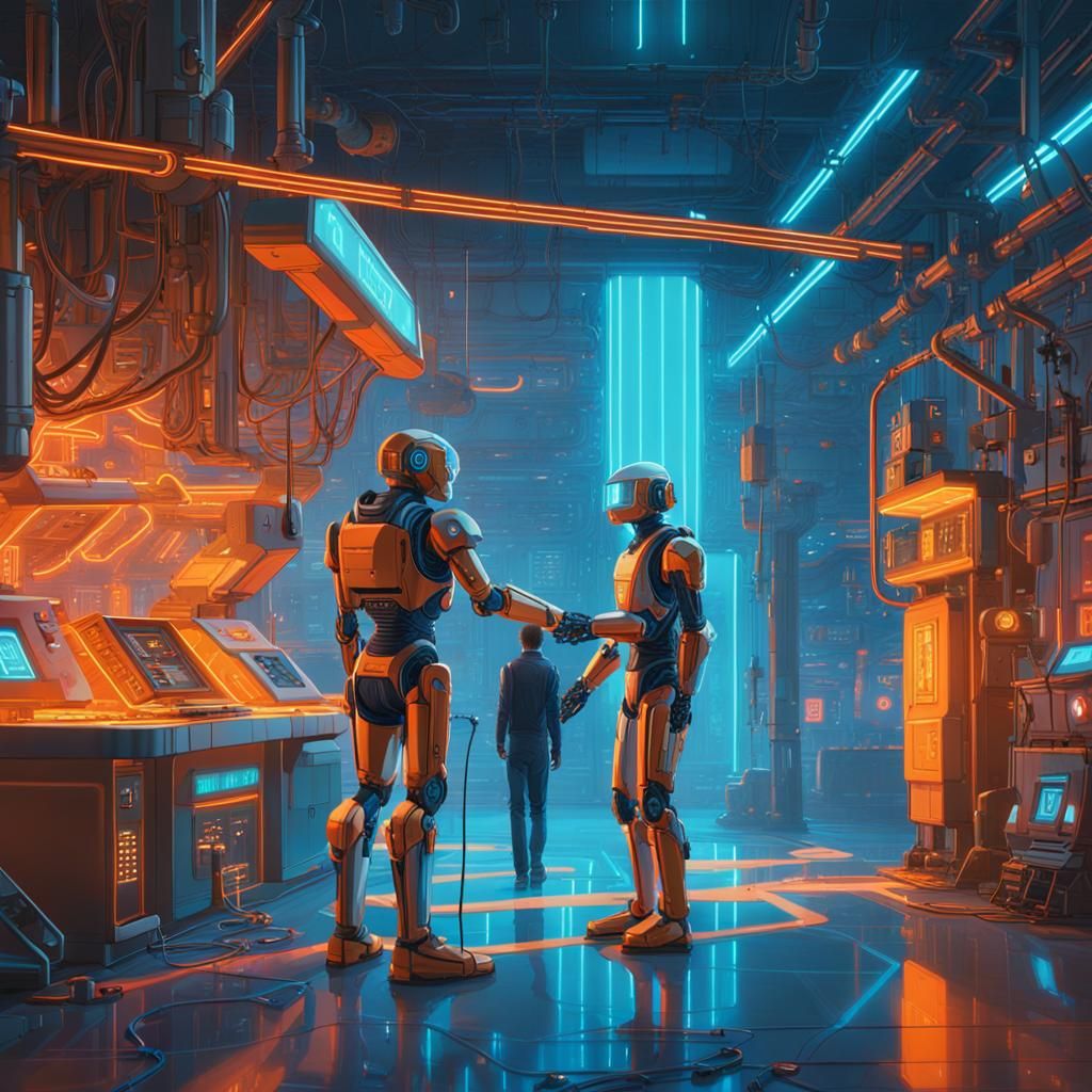 Cyborg in Futuristic Lab: Sci-Fi Concept Art