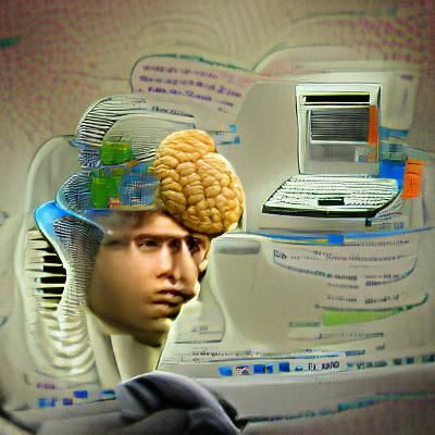 Computer brain thinking about computer thoughts