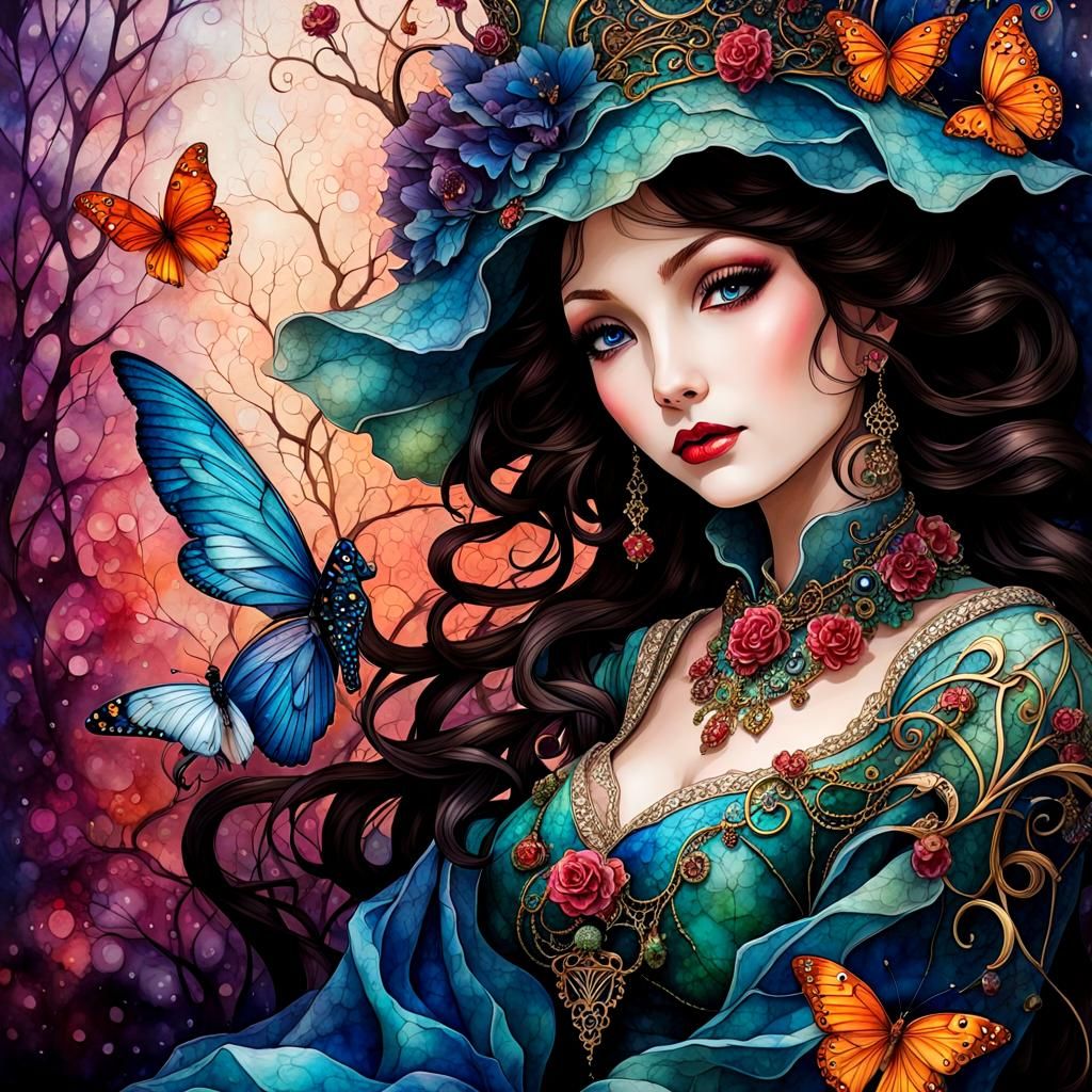 Filigree, Harlequin, alcohol ink, deep saturation, 🧚‍♀️, 🌠...