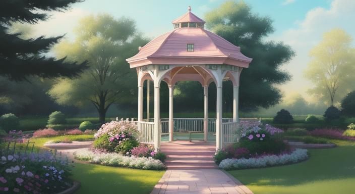 The gazebo garden pastel  by @undefined