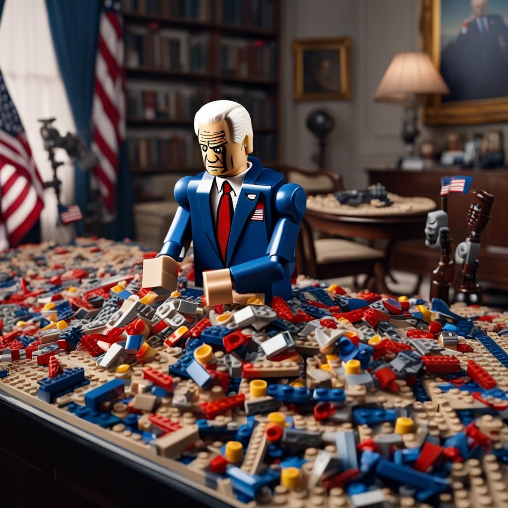 Lego Joe Biden losing the next presidential election AI Generated