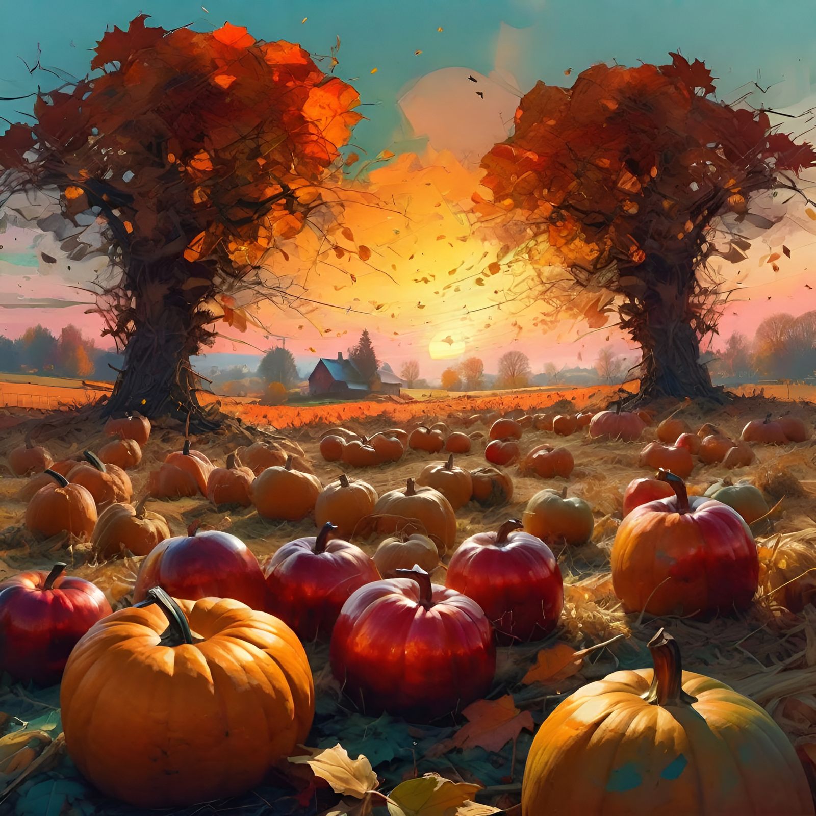 The Pumpkins Are Glowing - AI Generated Artwork - NightCafe Creator