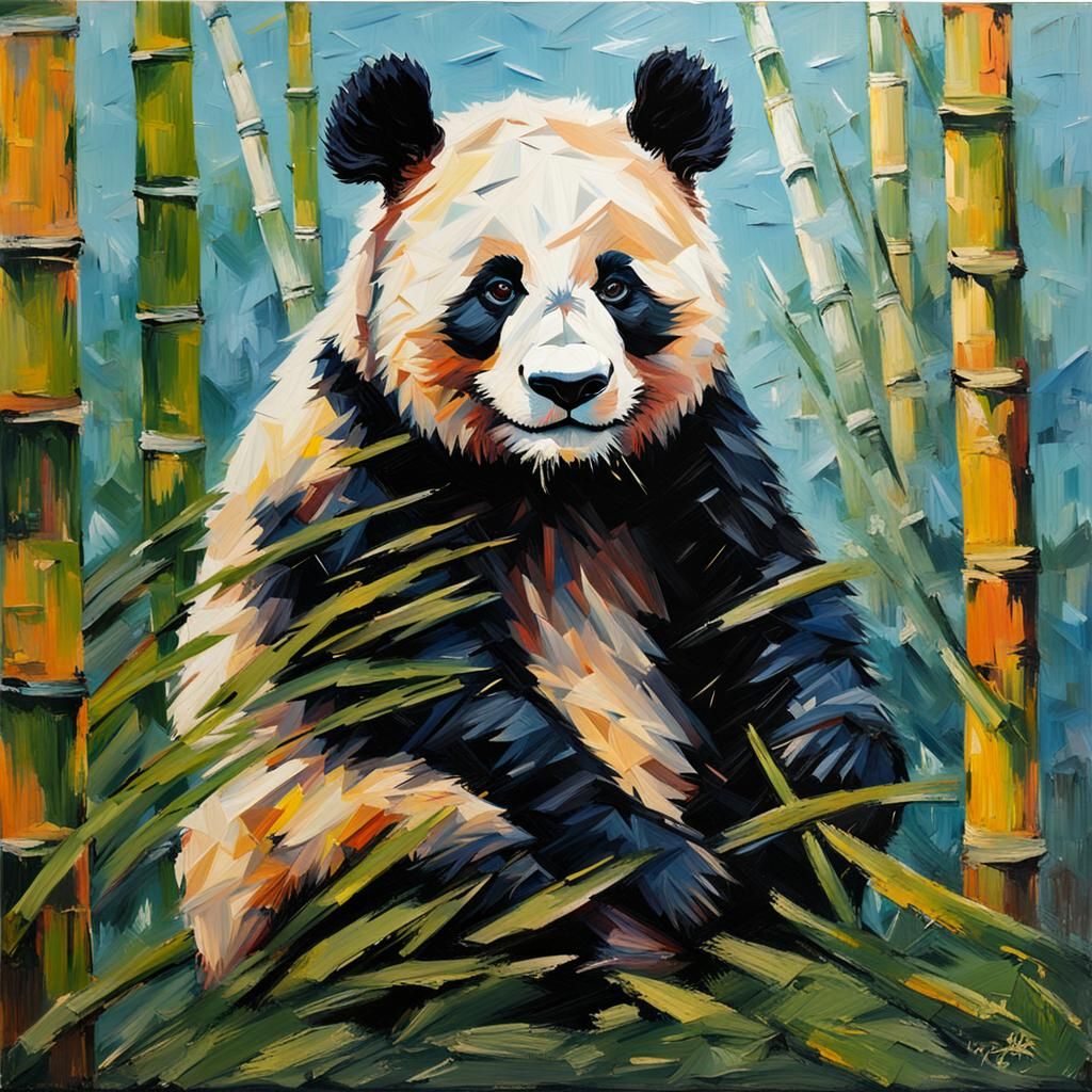 panda bear in a bamboo forest
