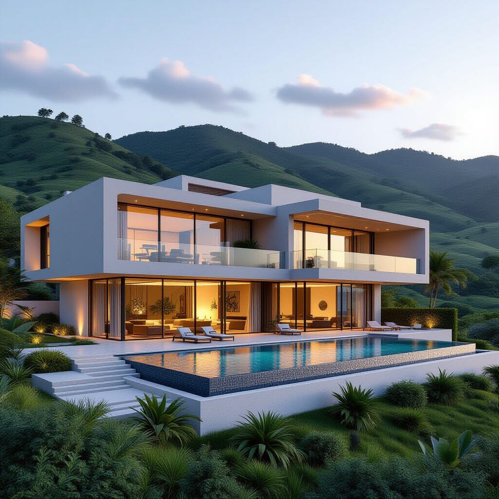 Luxurious Modern Villa at Golden Hour