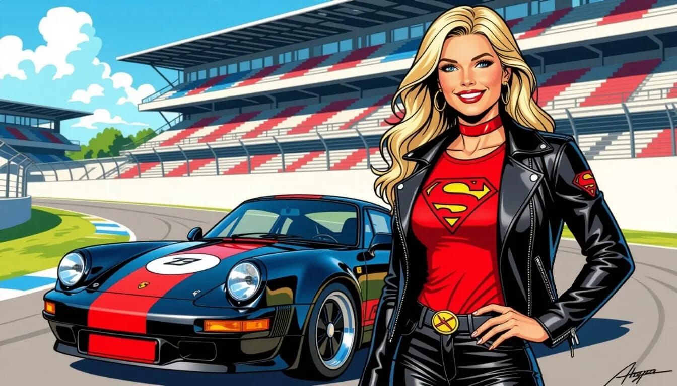 Supergirl Admires Another Porsche