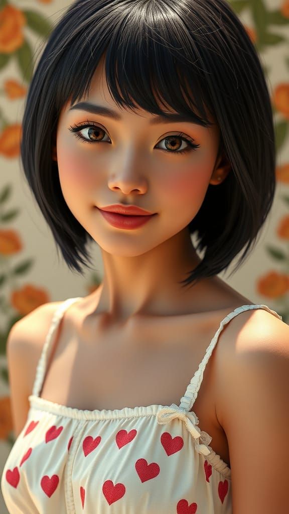 Elegant Young Woman Radiates Kindness in Vibrant High-Defini...