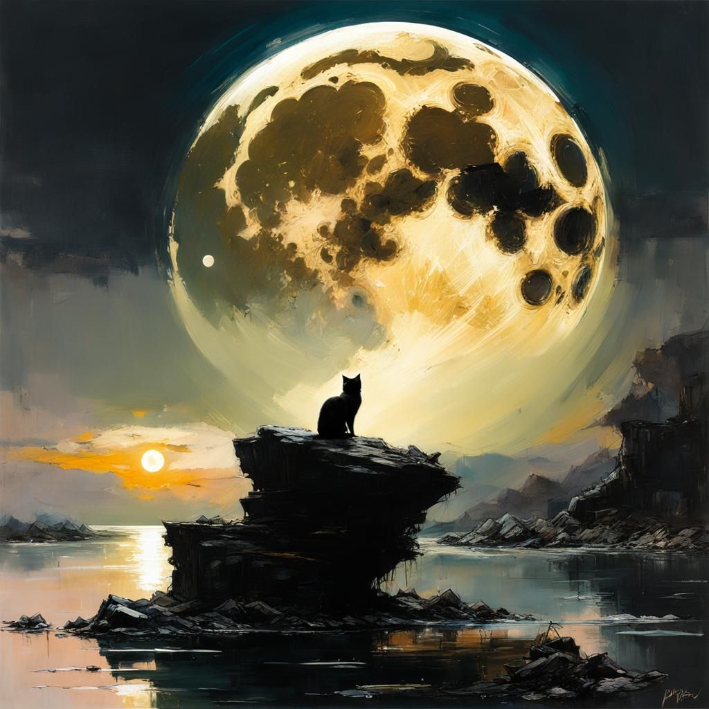 Cat in the moonlight  by @Laura Oravec