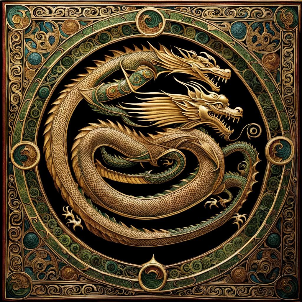 Book of Kells, dragon - AI Generated Artwork - NightCafe Creator