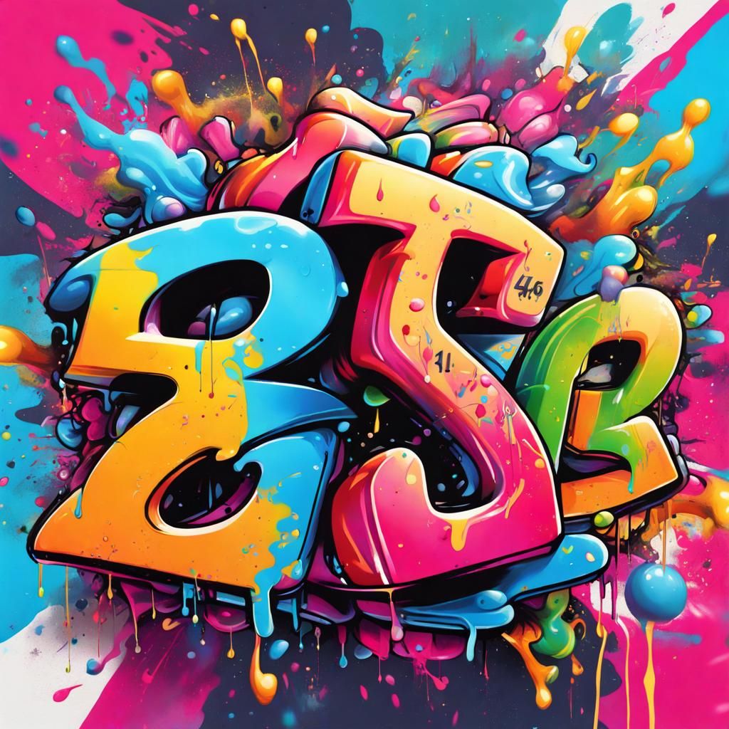 Poster to a Countdown to 45th Birthday, energetic, funny, graffiti art