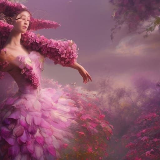 Fuschia flowers growing ballet dancers - AI Generated Artwork ...