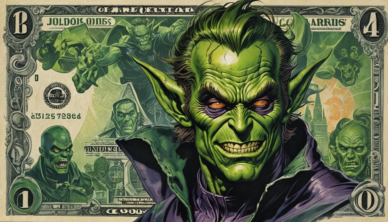 Green Goblin (Marvel Comics) color banknote Art