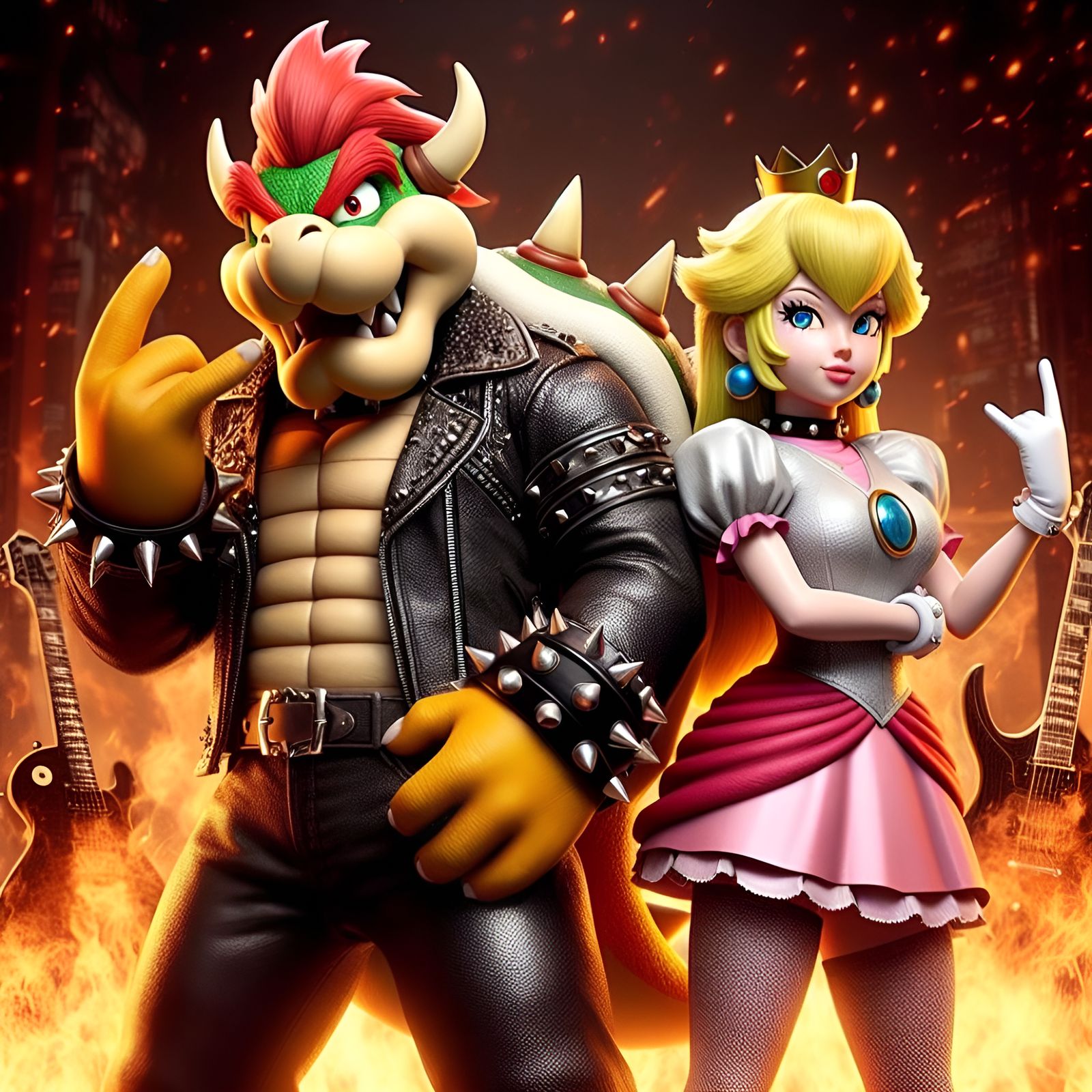 Bowser and Princess Peach - AI Generated Artwork - NightCafe Creator