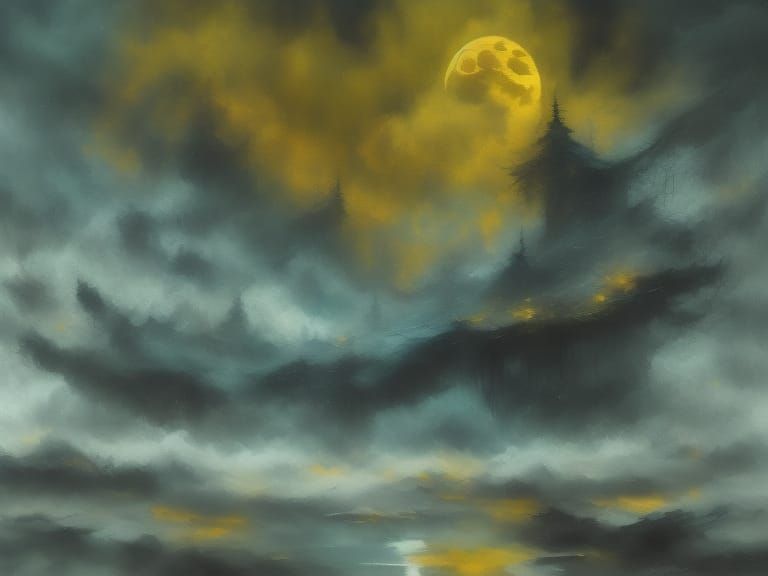 Mountainscape covered in mist