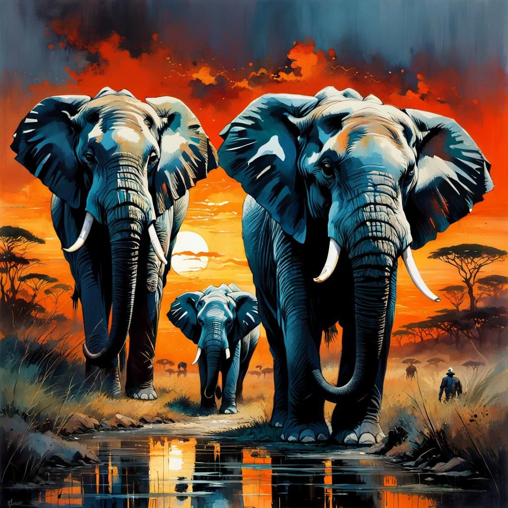 Elephant herd in the Serengeti  by @Vic Williams