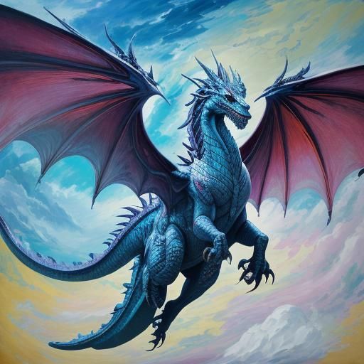 Dragon and Banshee Duel in Expressionist Style