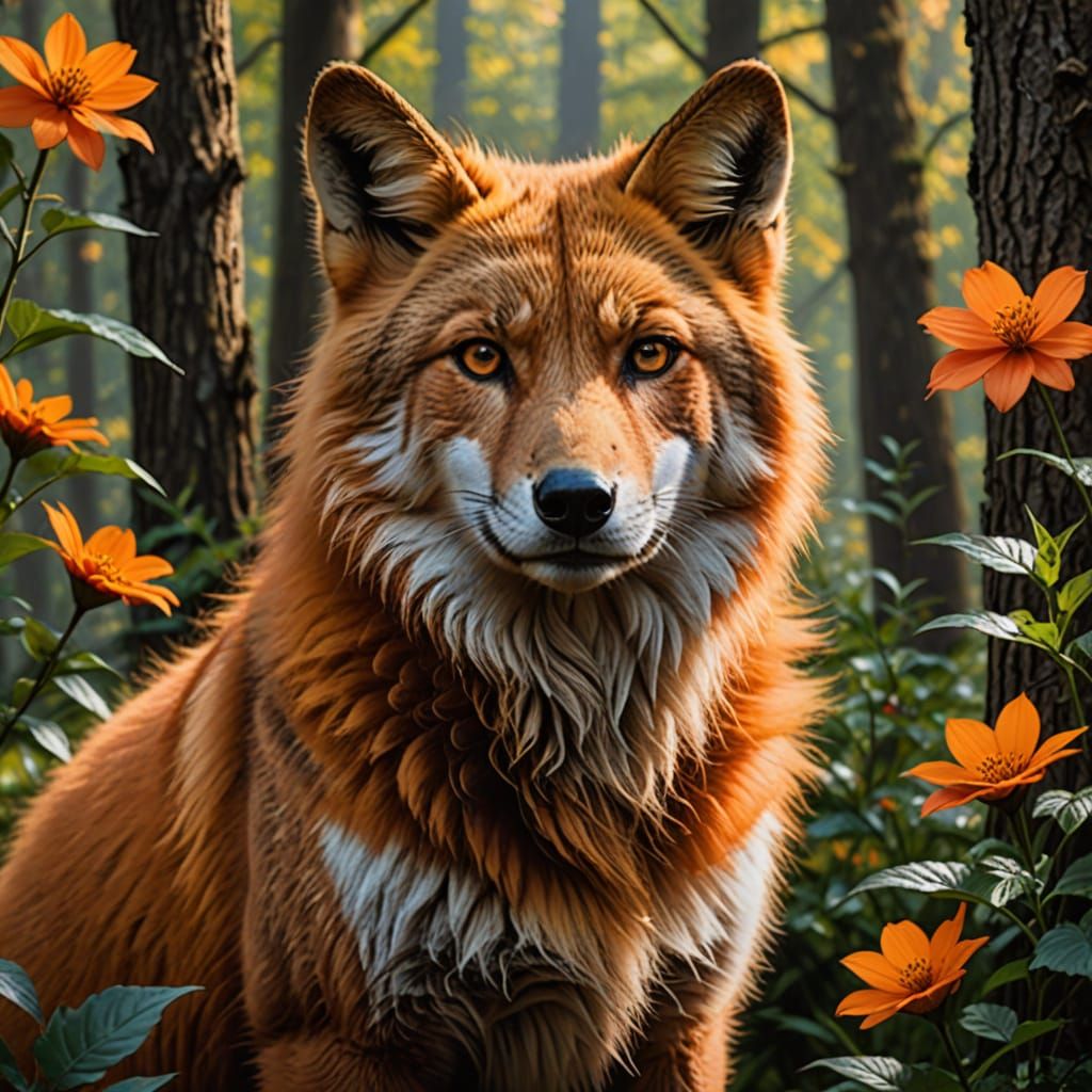 Vibrant Fox Spirit in Radiant Colors