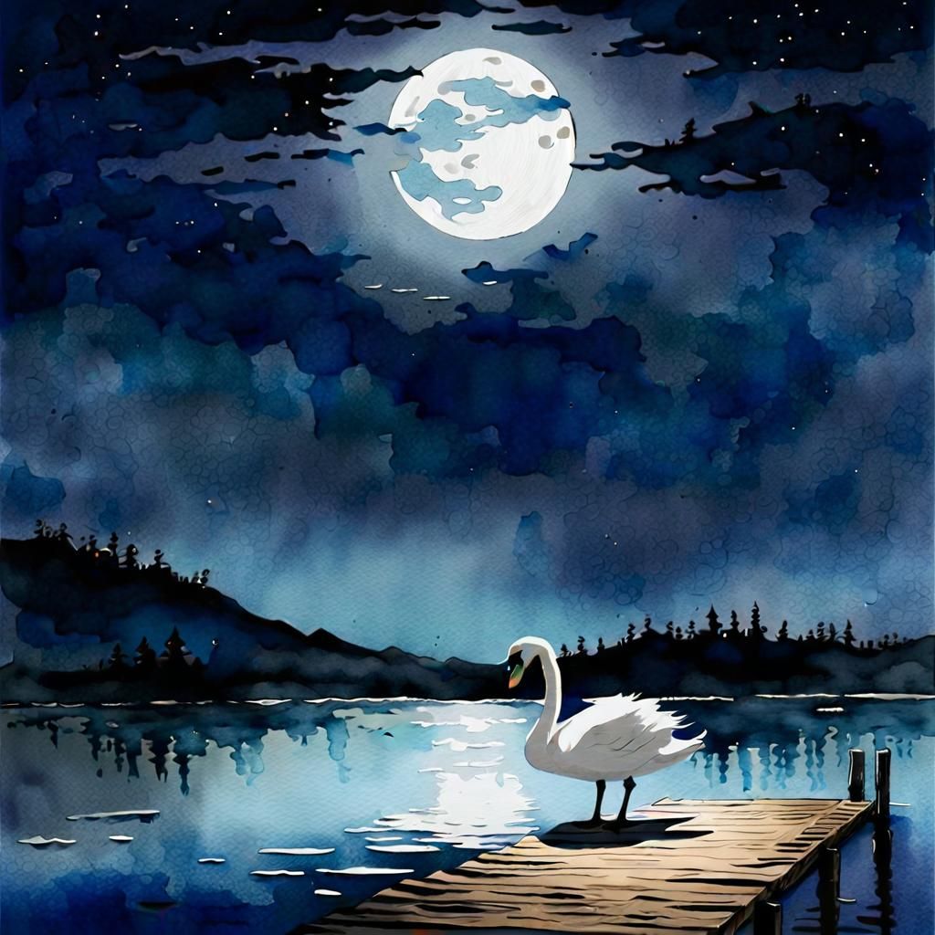 Dark watercolor drawing - thick brush
