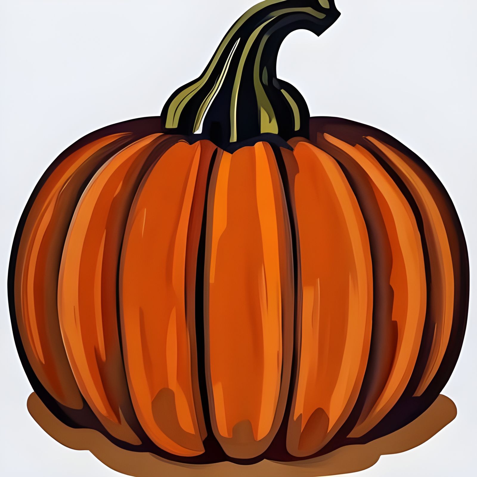 pumpkin; not cut off; white background in Gouache Style, Wat...