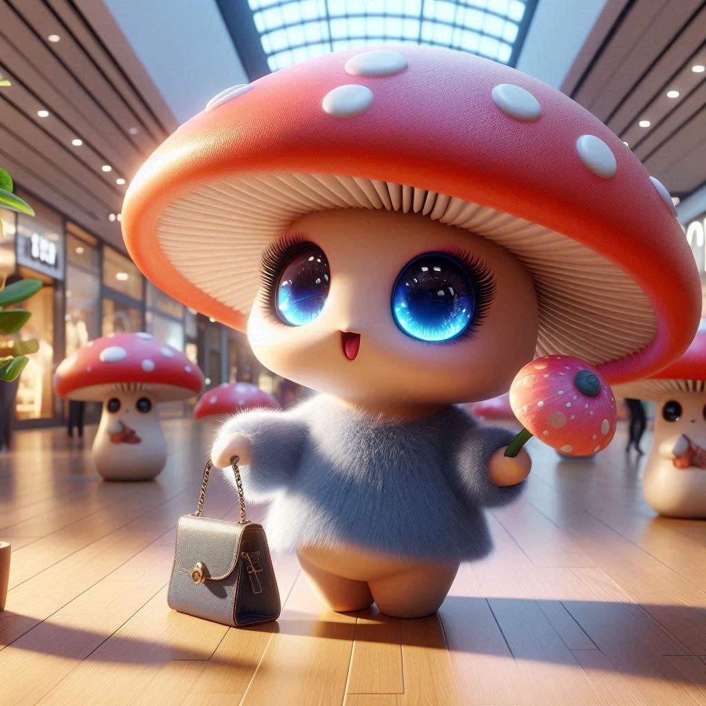 Lady Mushroom On Shopping
