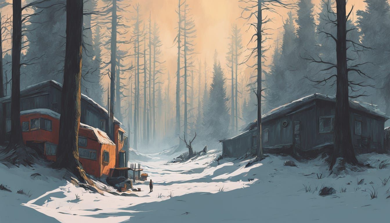 Surreal Figure in Vibrant Forest Landscape