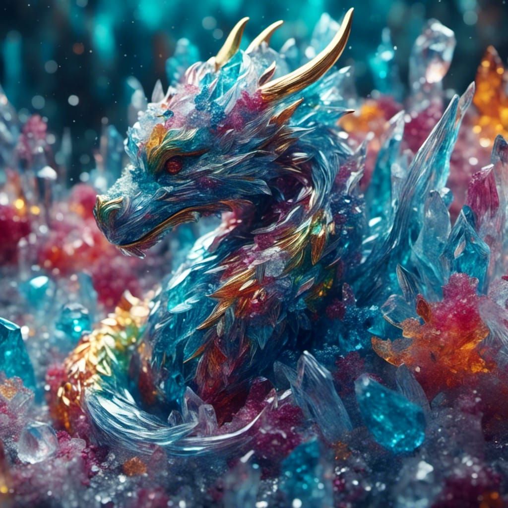 Rainbow crystal dragon <lora:crystalclear:1.0> <lora:Pastels...