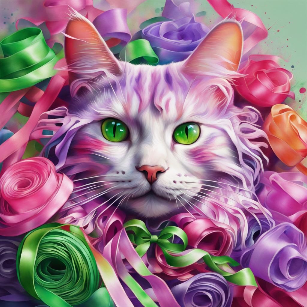 Ribbon Cat  by @Friya