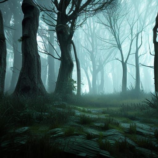A spooky forest , 3D Game Cinematic Feel, Epic 3D Videogame ...
