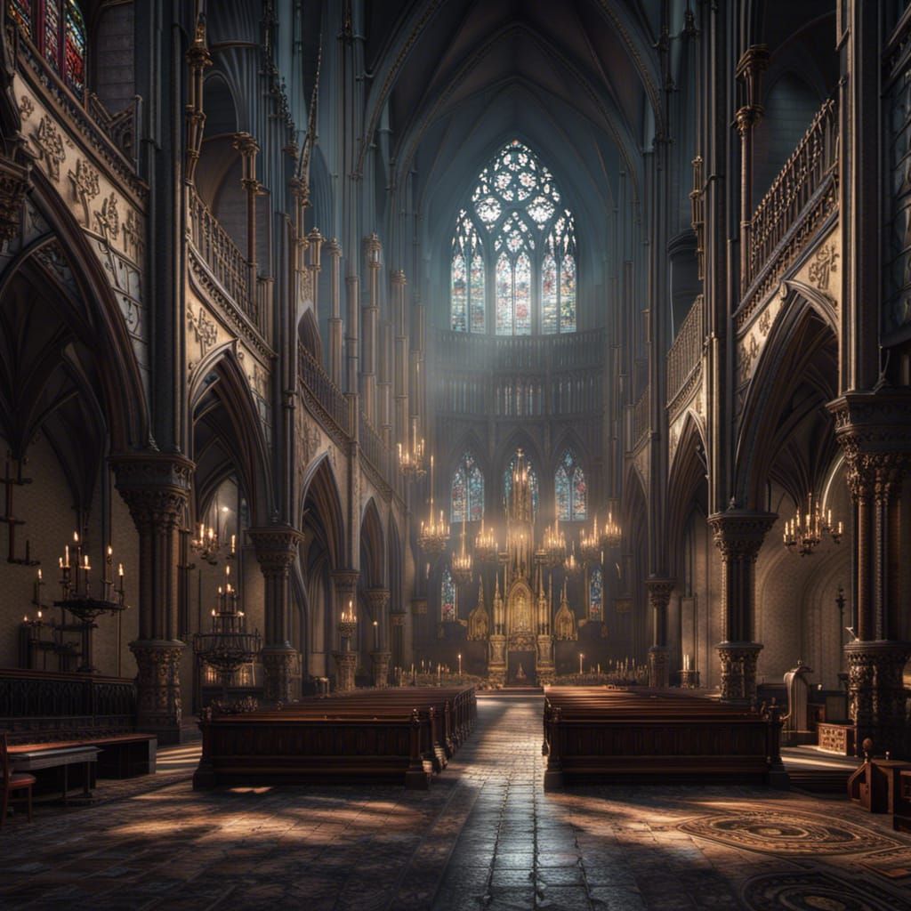 Inside the Gothic Church with Holy Frogs Epic cinematic bril...