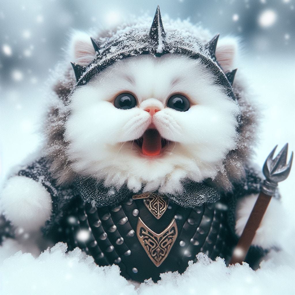 Threatening Marshmallow Kitten Black Knight