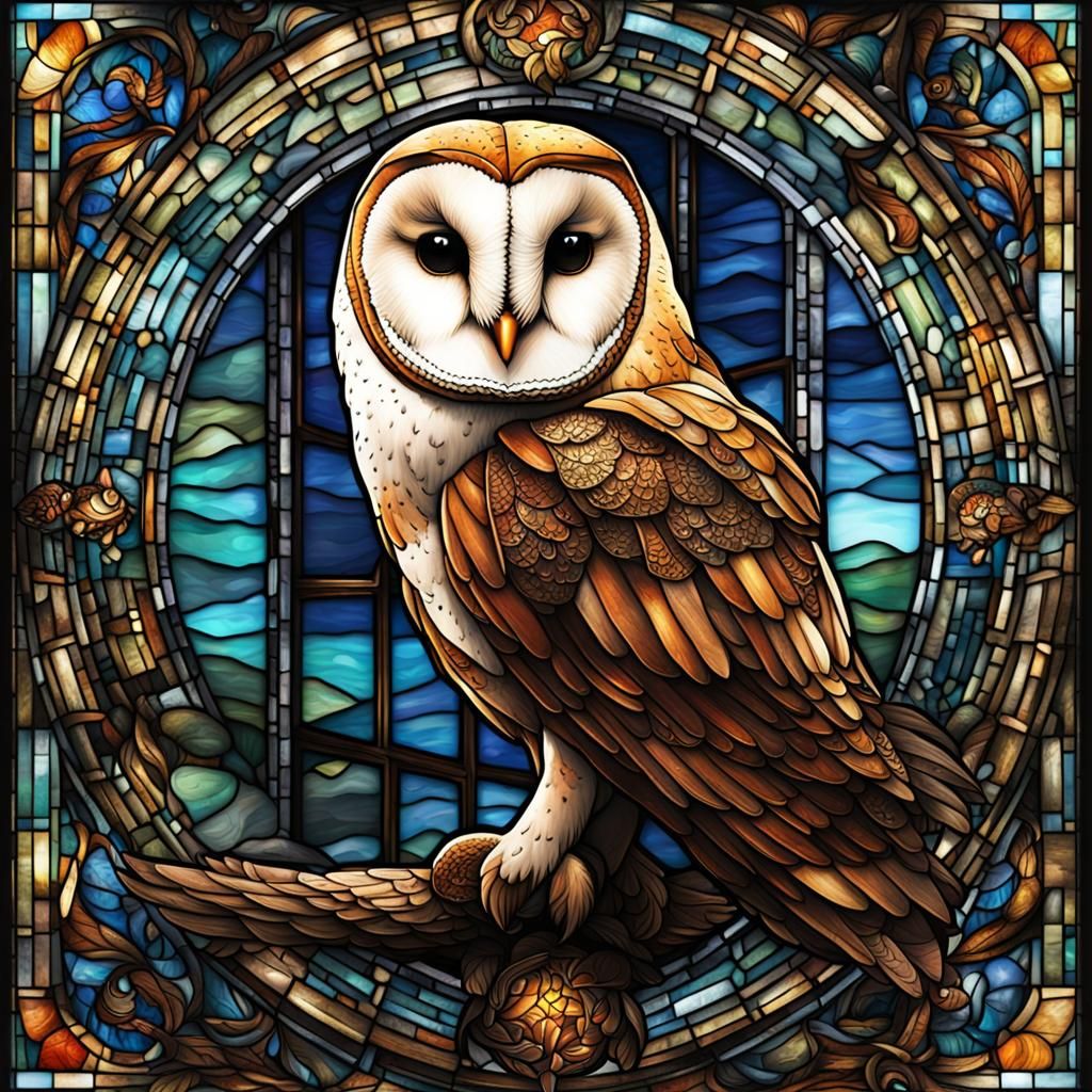 Stained Glass Barn Owl