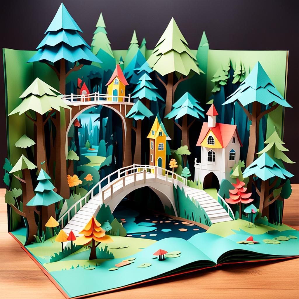 Pop-up storybook Interactive three-dimensional scenes Colorf...
