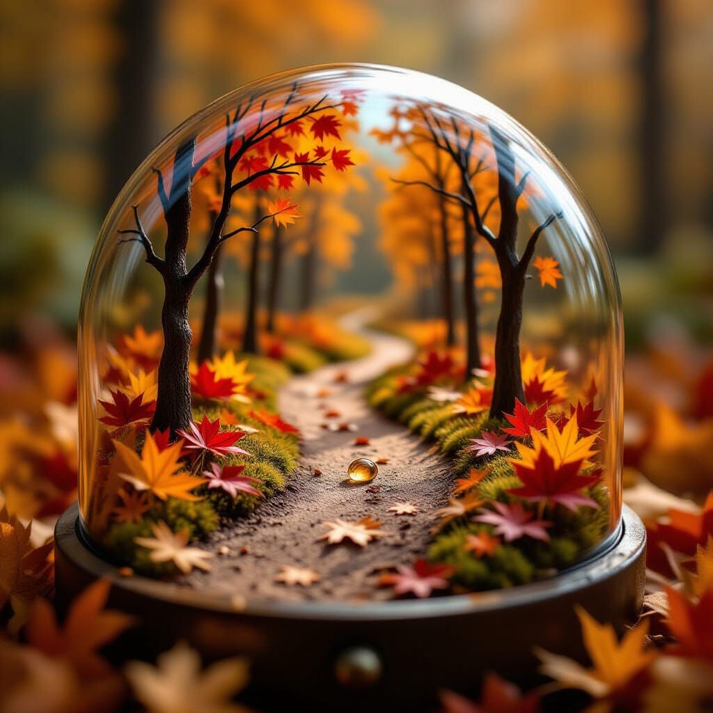 Ultra-Realistic Miniature Autumn Forest Path Diorama