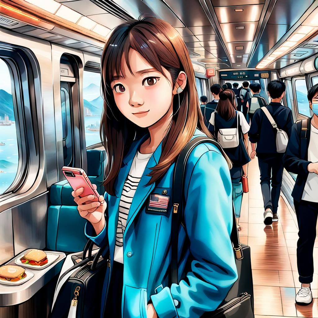 AI Image of Ship, Phone, Chair and Sunset