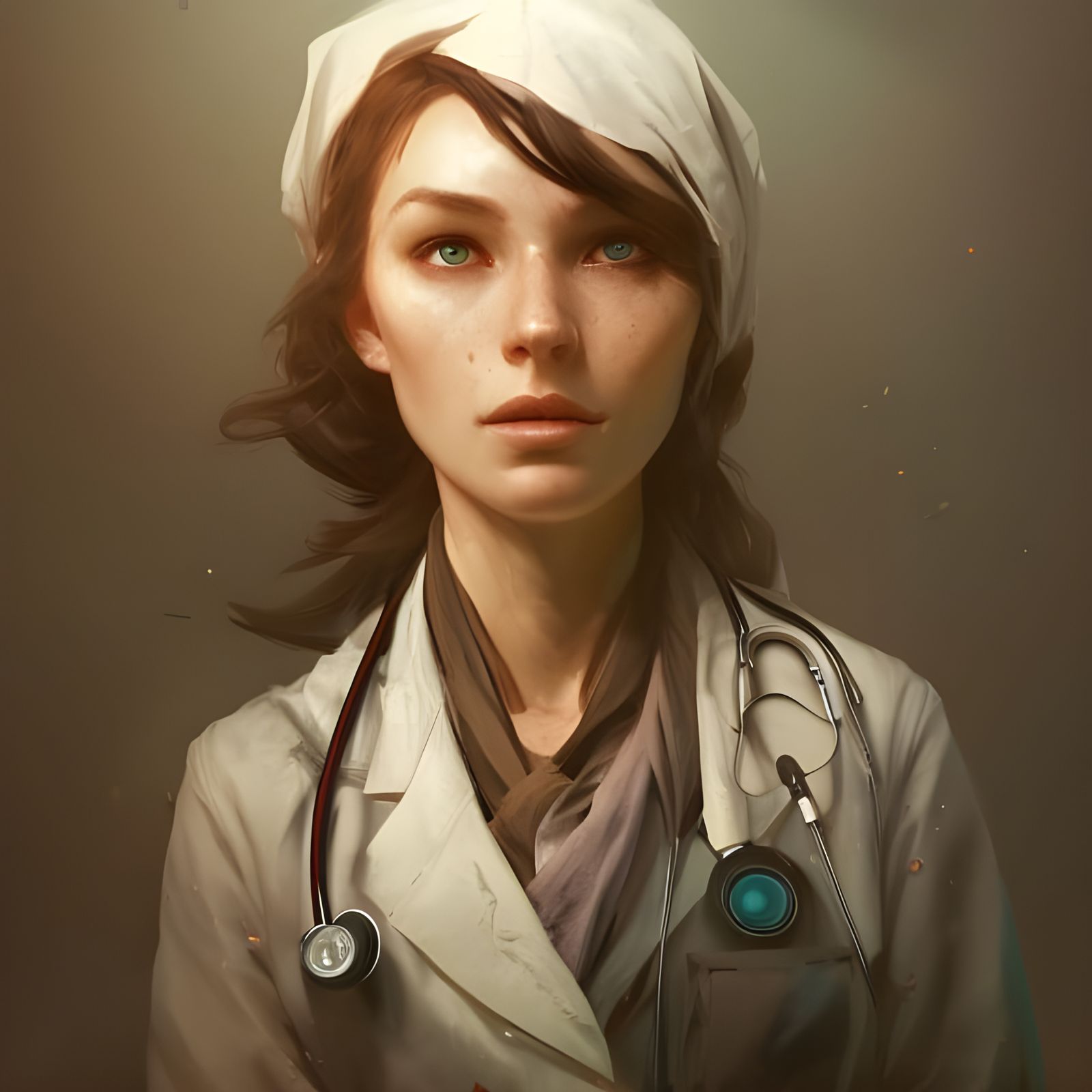 Doctor in a field hospital head and shoulders portrait, 8k resolution concept art portrait by Greg Rutkowski, Artgerm, W...