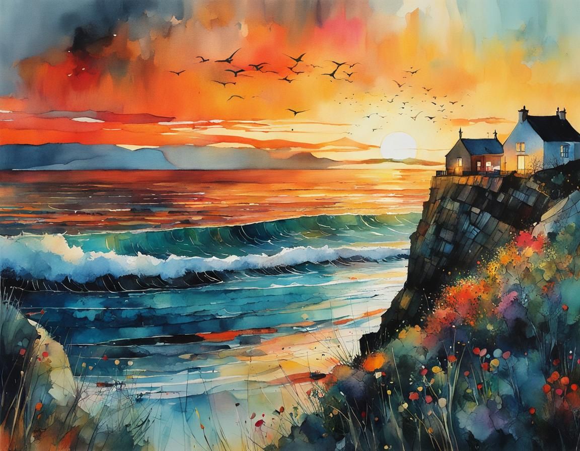 sunset over the ocean  by @Amy 