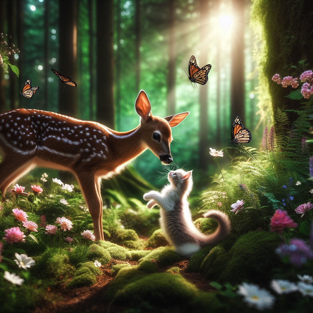 Fawn Meets Furry Friend