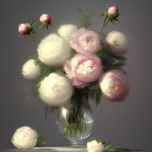 a vase of flowers beautiful peonies and roses and daisy flow...