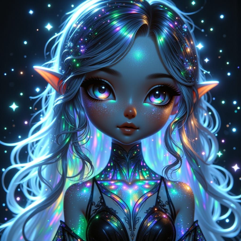 <lora:Triadic Stylecta Fx:1.0>, Portraiture of ethereal frost snow-covered woman, auroral luminescence infused in delicate facial features, ...