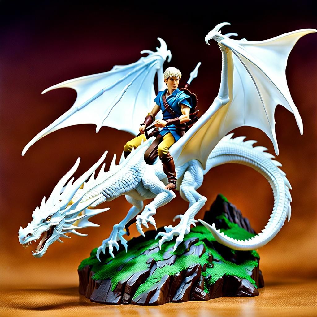 dragonriders of pern action figures, white dragon ruth and male rider Jaxom packaged and boxed so that ...  by @whiterose