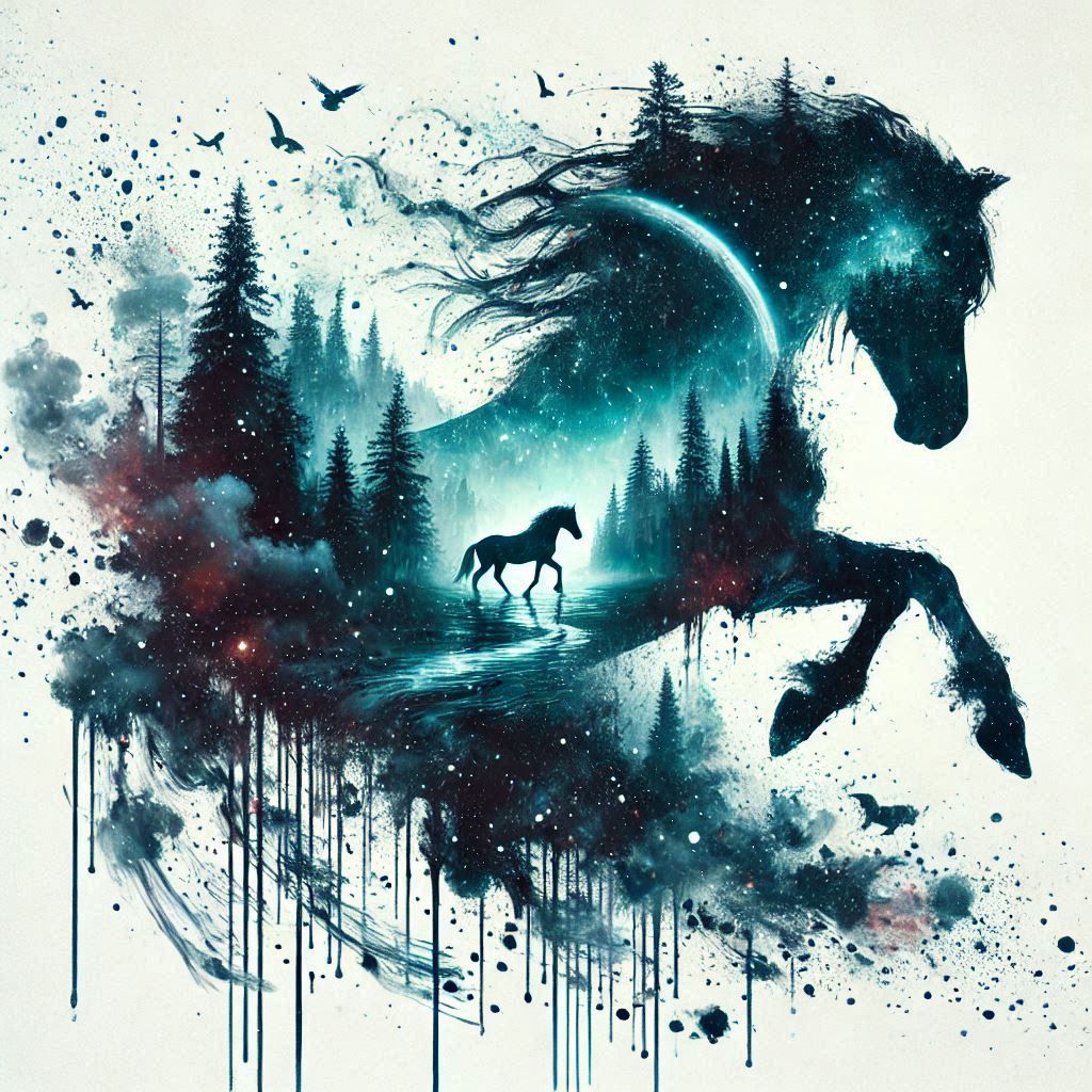 double exposure beautiful fantasy DALL-E 3 portrait landscap...